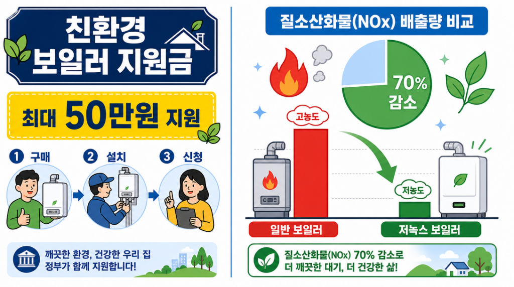 친환경 보일러 지원금 신청 방법 안내 인포그래픽