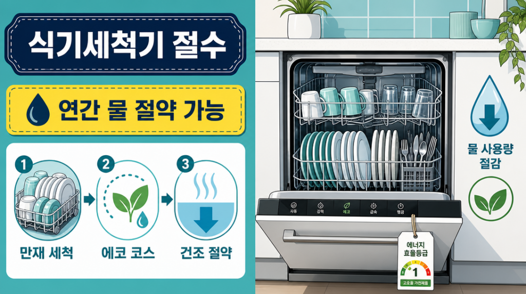 식기세척기 절수 및 전기요금 줄이는 사용법 인포그래픽