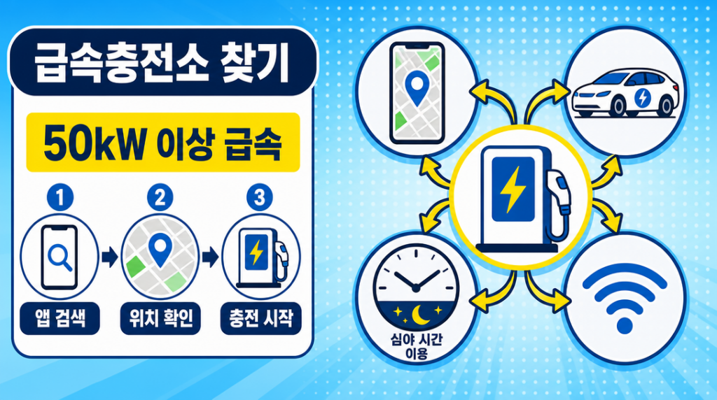 수도권 전기차 급속충전소 위치 찾는 방법과 앱 활용 인포그래픽