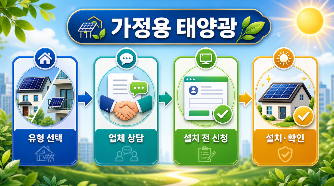 가정용 태양광 신청 흐름 안내 인포그래픽