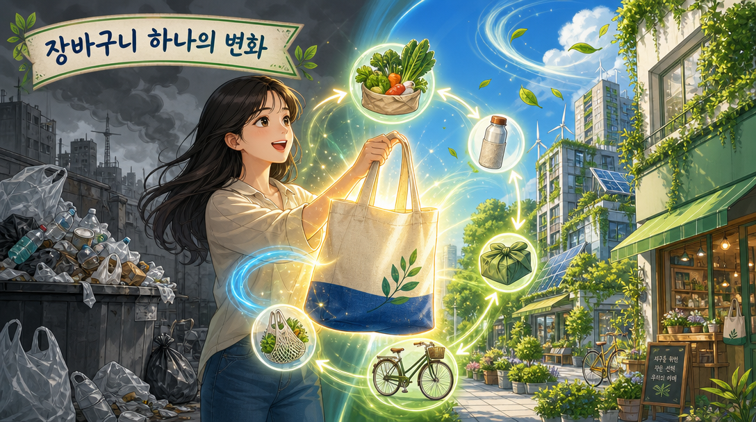 제로웨이스트 실천을 위한 친환경 주방 일러스트