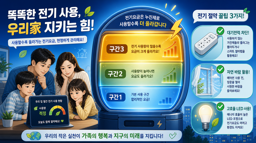 전기요금 누진세 계산 절약 방법 오브젝트 일러스트