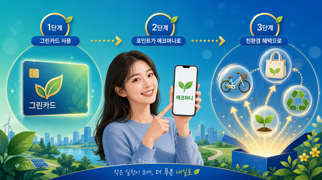 그린카드 에코머니 적립 경로 인포그래픽