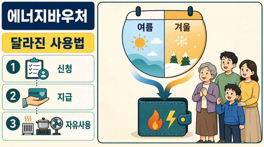 에너지바우처 계절 구분 폐지 후 달라진 사용 방식 인포그래픽