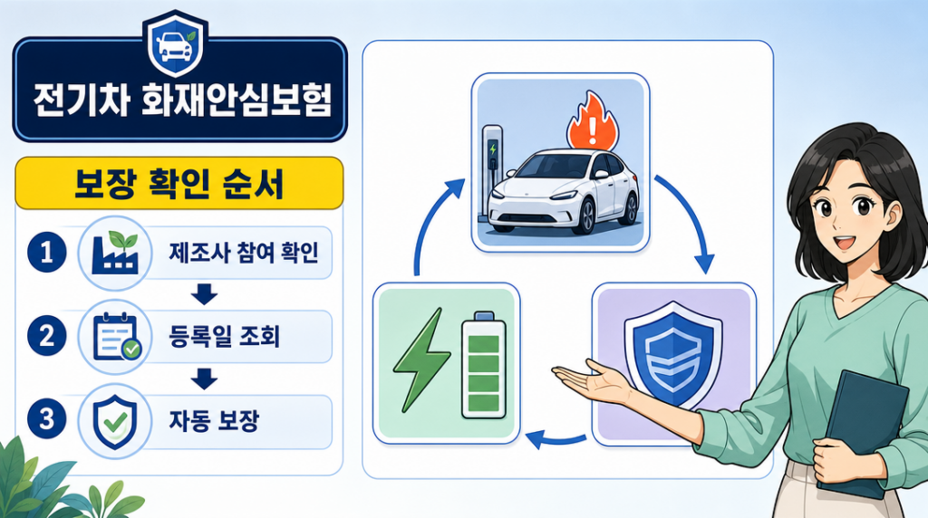 화재안심보험 의무화 적용 범위와 보장 구조를 보여주는 인포그래픽 일러스트