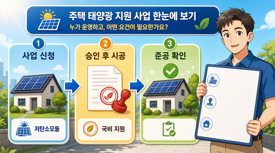 태양광 보조금 사업 개요와 운영 기관을 설명하는 인포그래픽